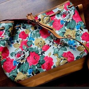 Vintage DLS International Floral Bucket Bag Cottagecore 90s